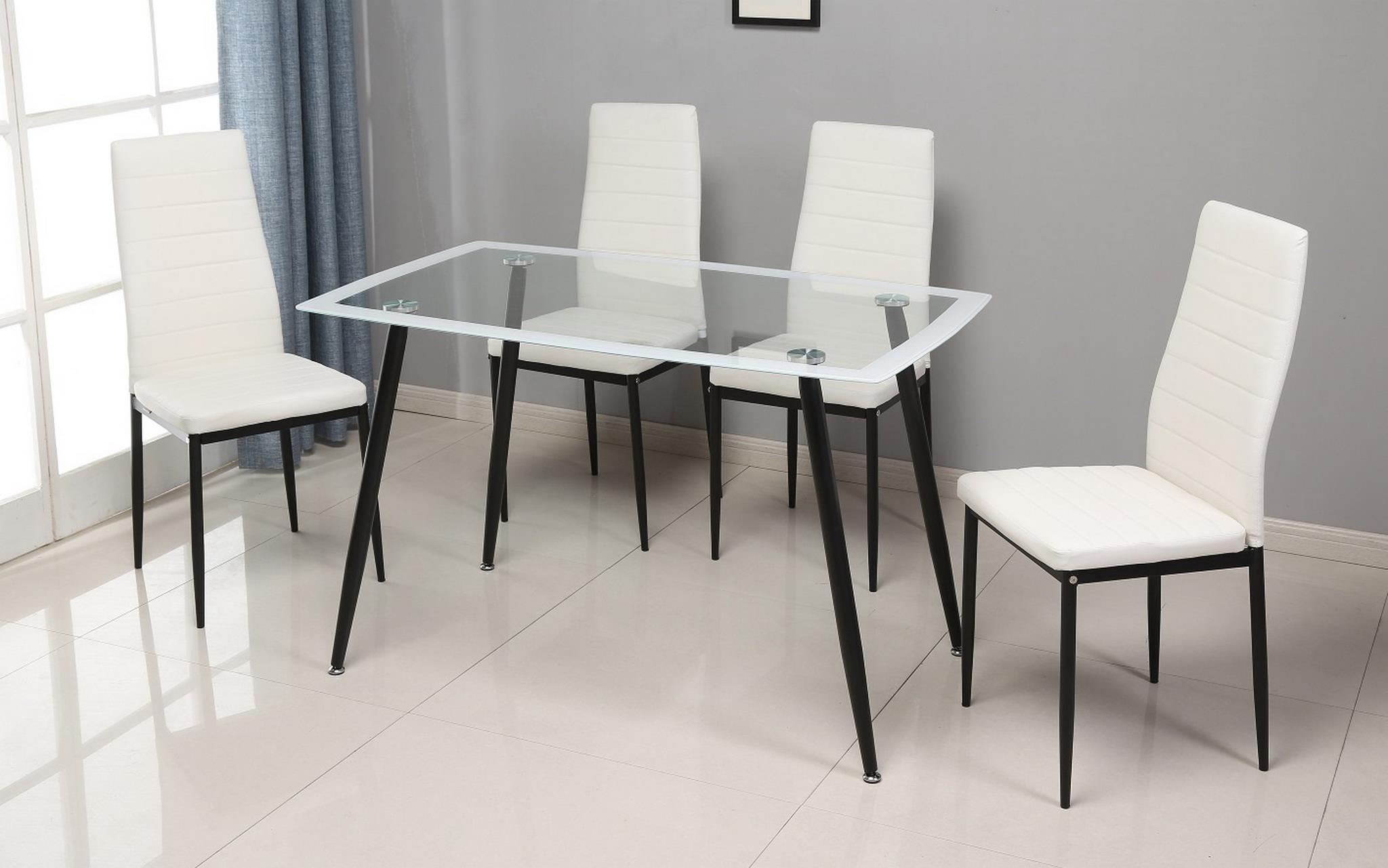 WHITE DINING TABLE & 4 CHAIRS view 2