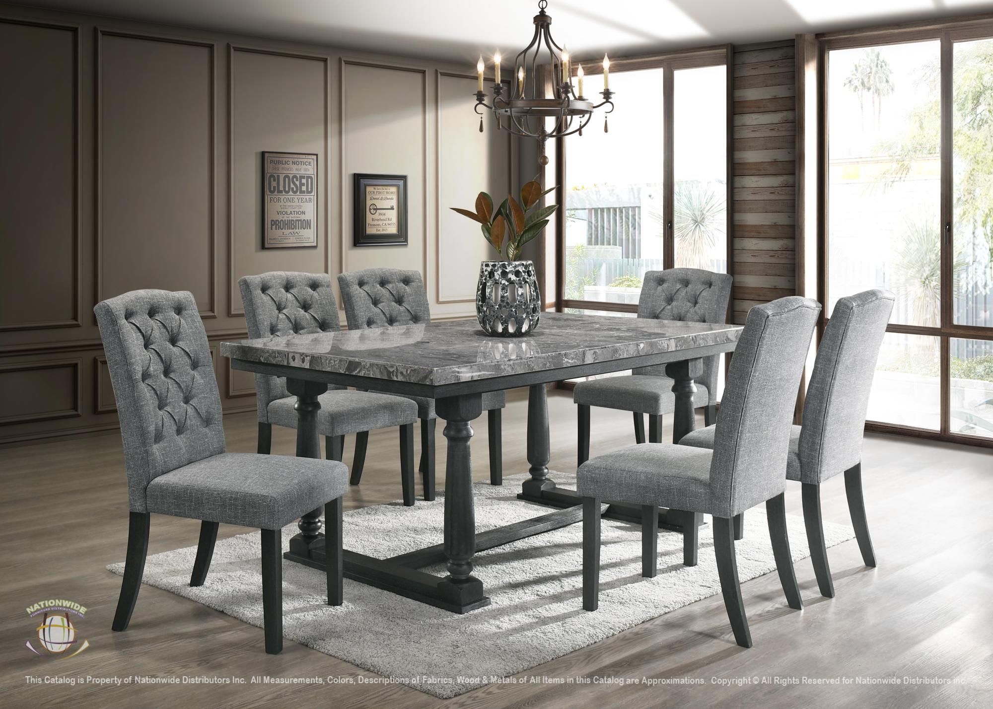 Marble Top Table and 6 x Side Chair