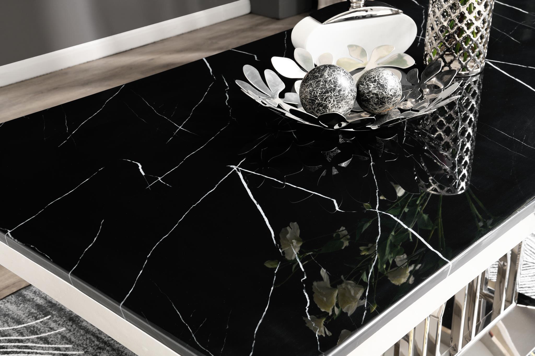 BLACK MARBLE RECTANGULAR DINING TABLE TOP ONLY view 2