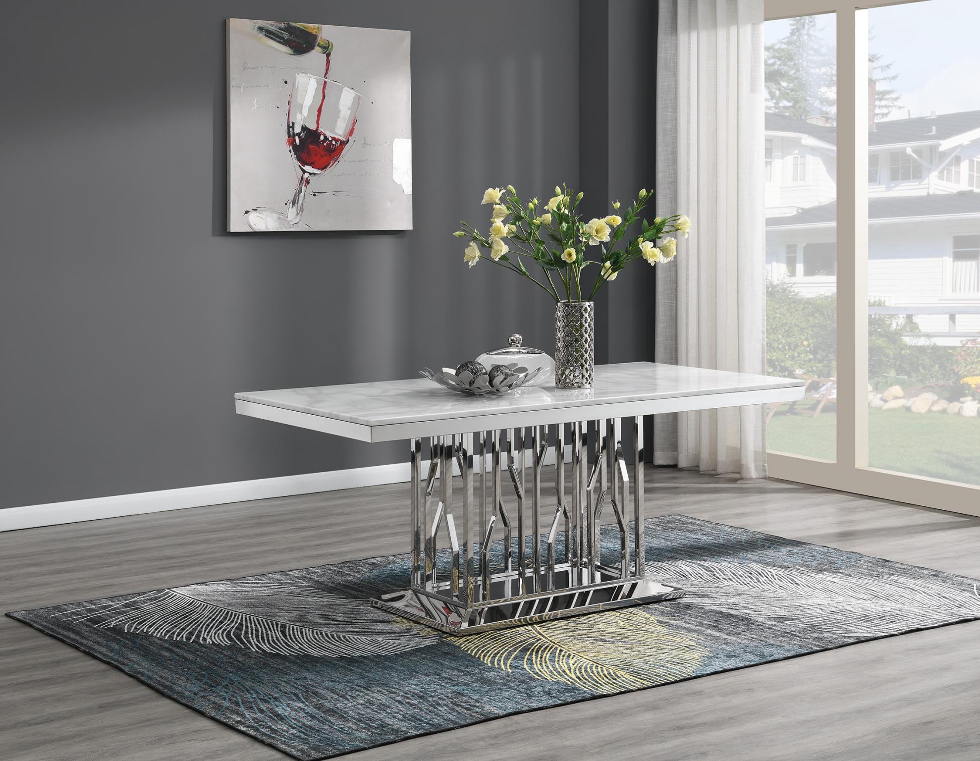 STAINLESS STEEL RECTANGULAR DINING TABLE BASE ONLY view 2
