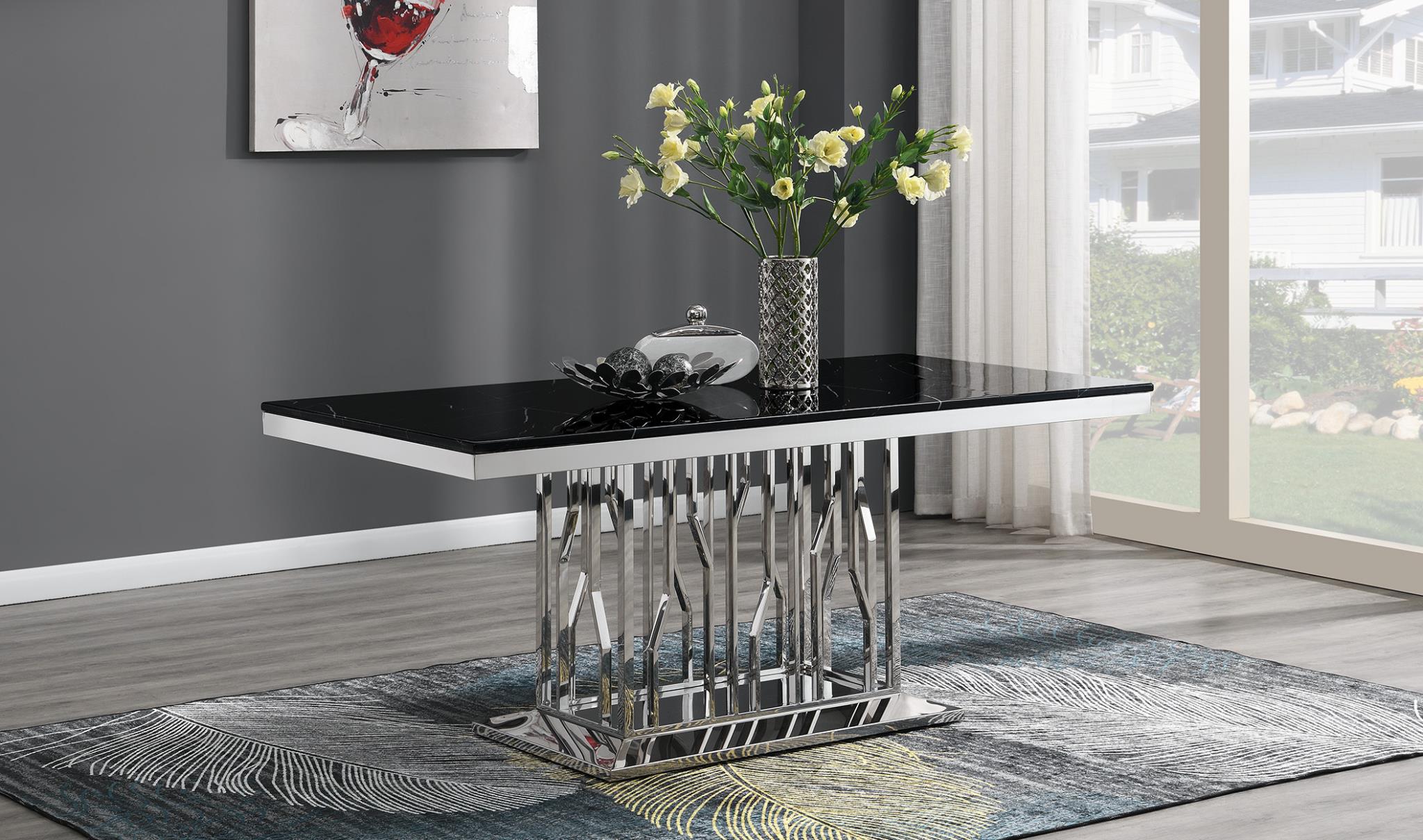 STAINLESS STEEL RECTANGULAR DINING TABLE BASE ONLY view 3