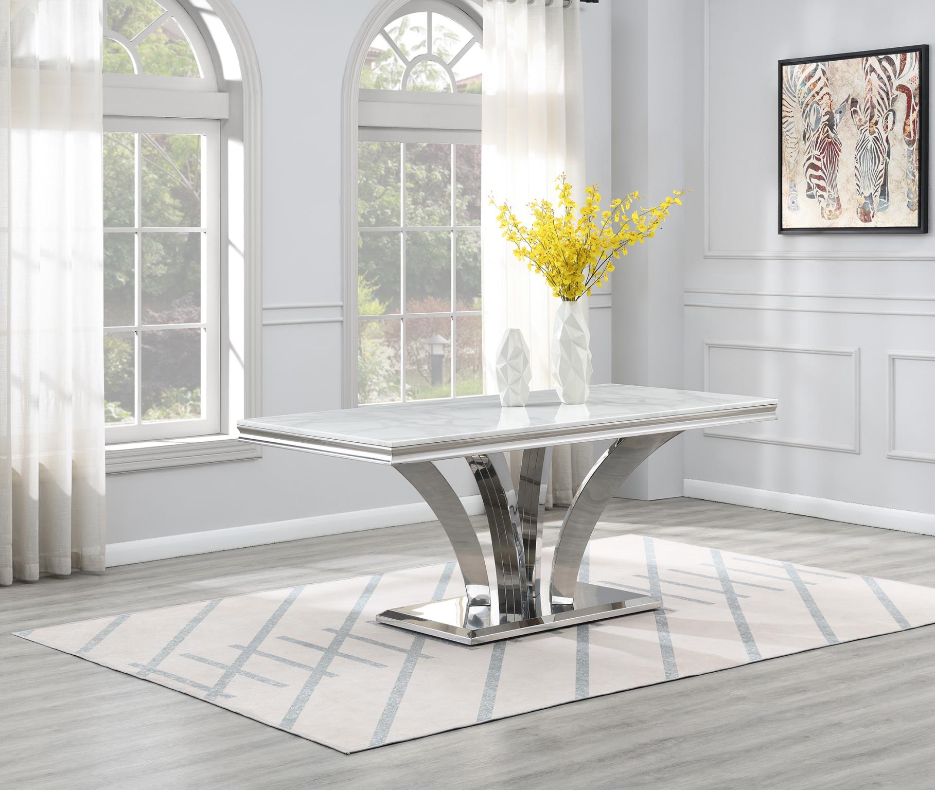 STAINLESS STEEL RECTANGULAR DINING TABLE BASE ONLY view 2