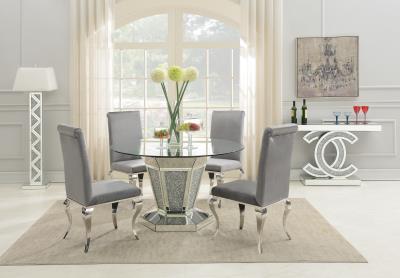 GLAMOUR DINING TABLE & 4 GRAY VELVET CHAIRS
