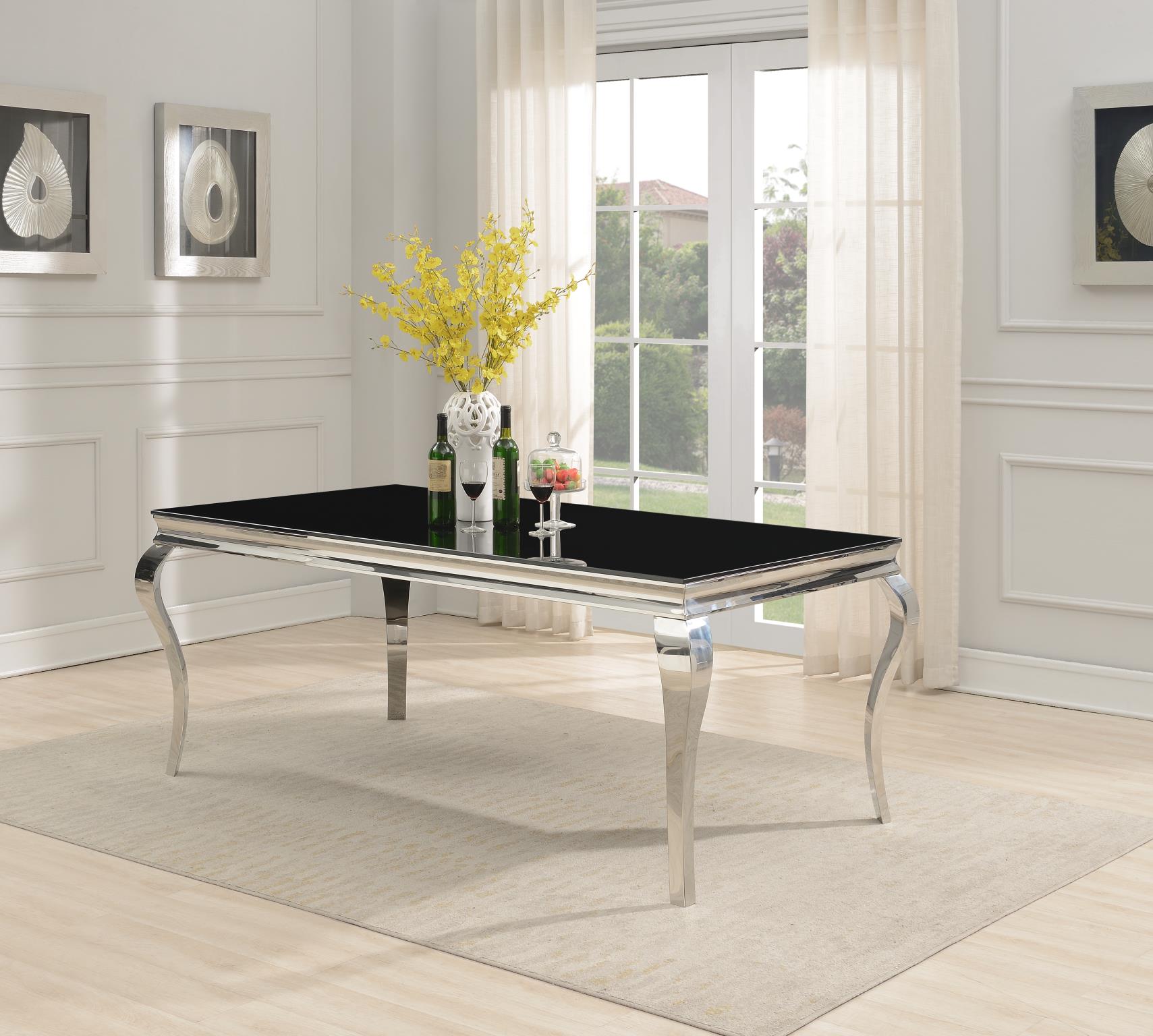 BLACK RECTANGULAR DINING TABLE view 2