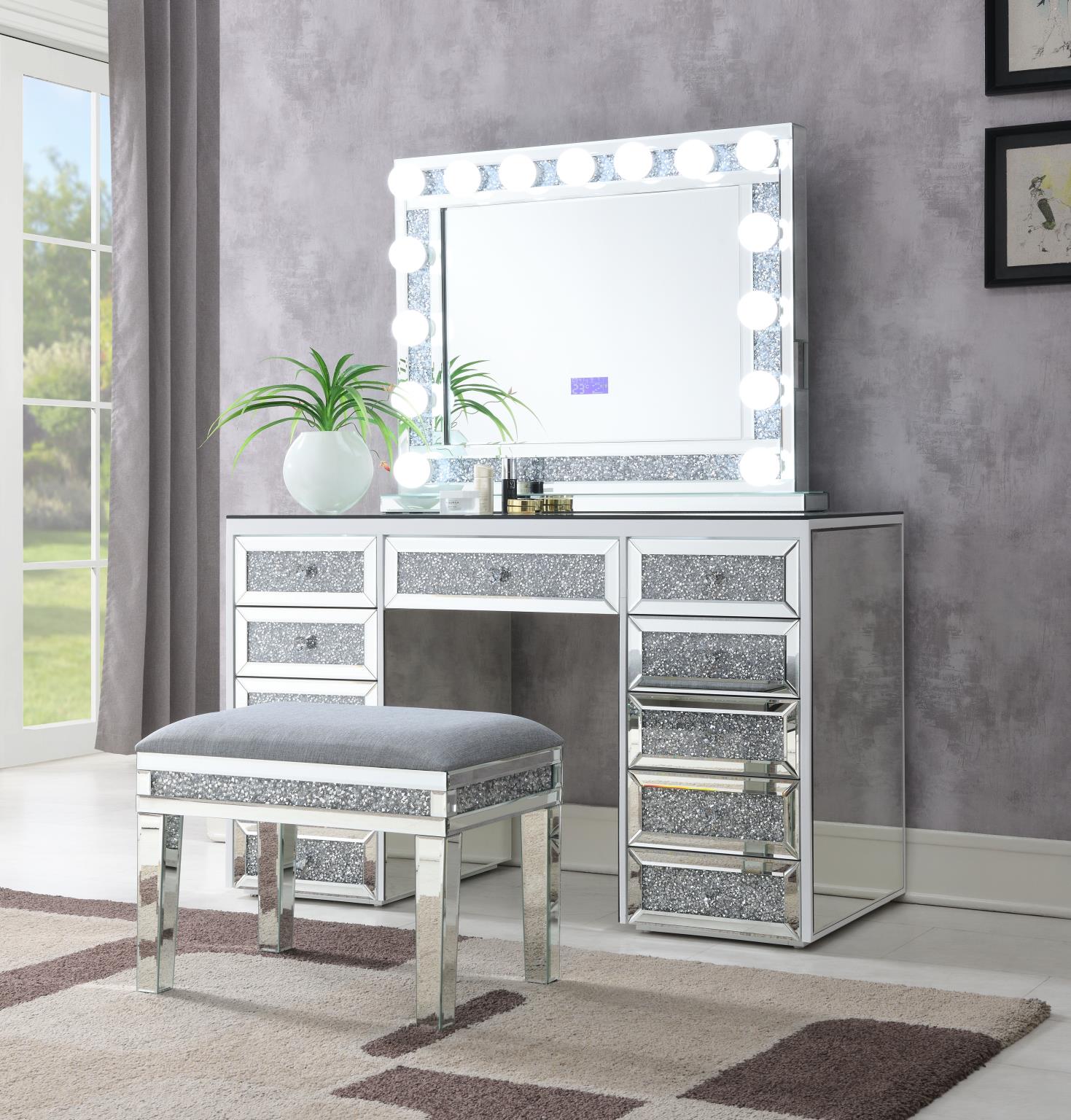 GLAMOUR VANITY SET (DRESSER + MIRROR BLUETOOTH SPEAKER WITH LIGHTS) view 2