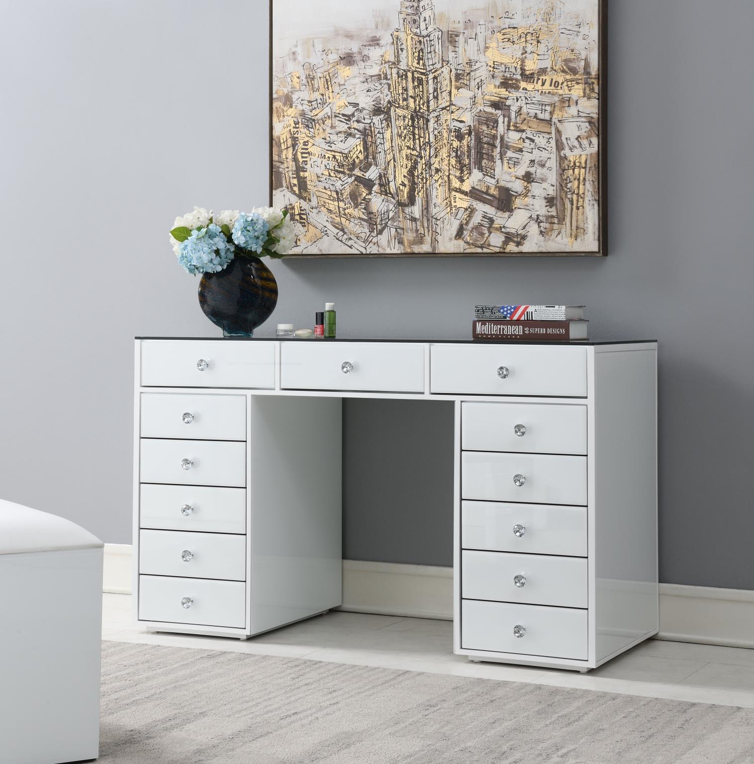 WHITE WOOD VANITY (MIRROR SOLD SEPERATELY) view 2