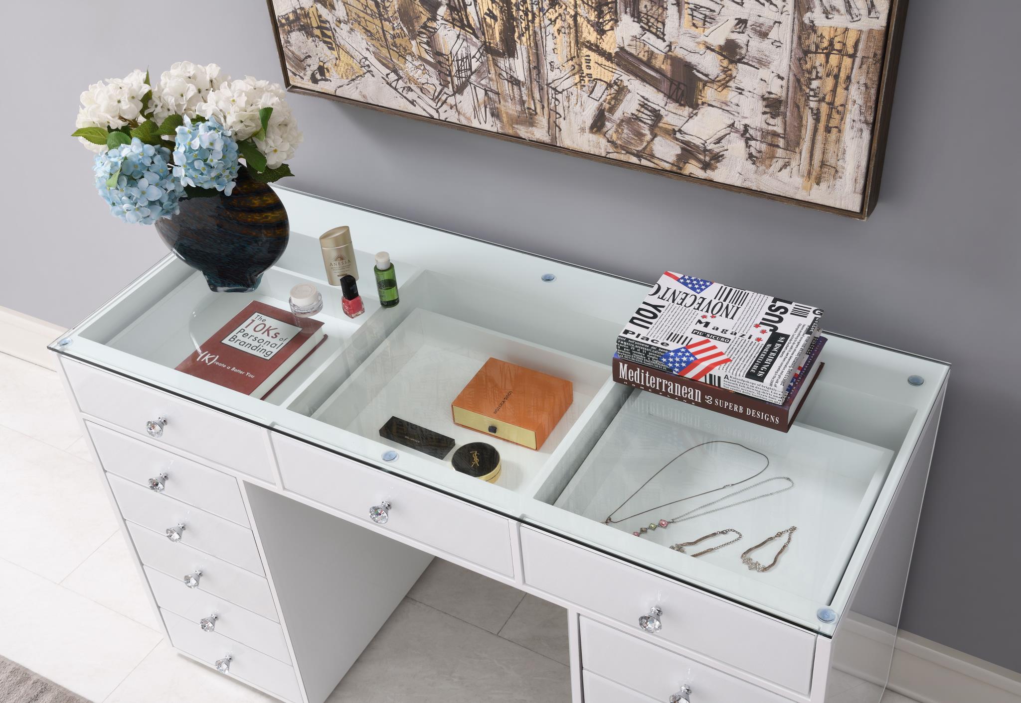 GLAMOUR VANITY SET (DRESSER + MIRROR BLUETOOTH SPEAKER WITH LIGHTS) view 3