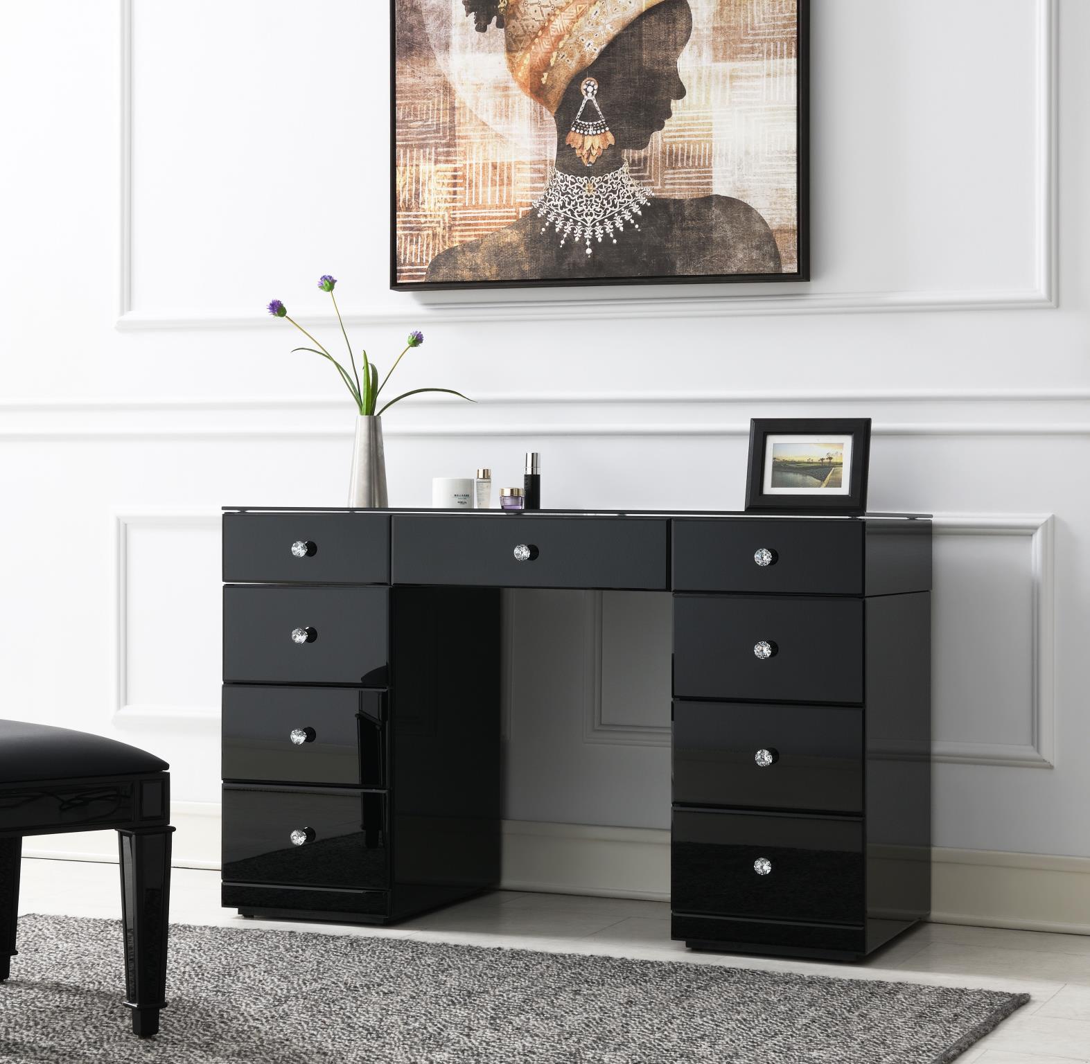 BLACK WOOD VANITY (MIRROR SOLD SEPERATELY) view 2
