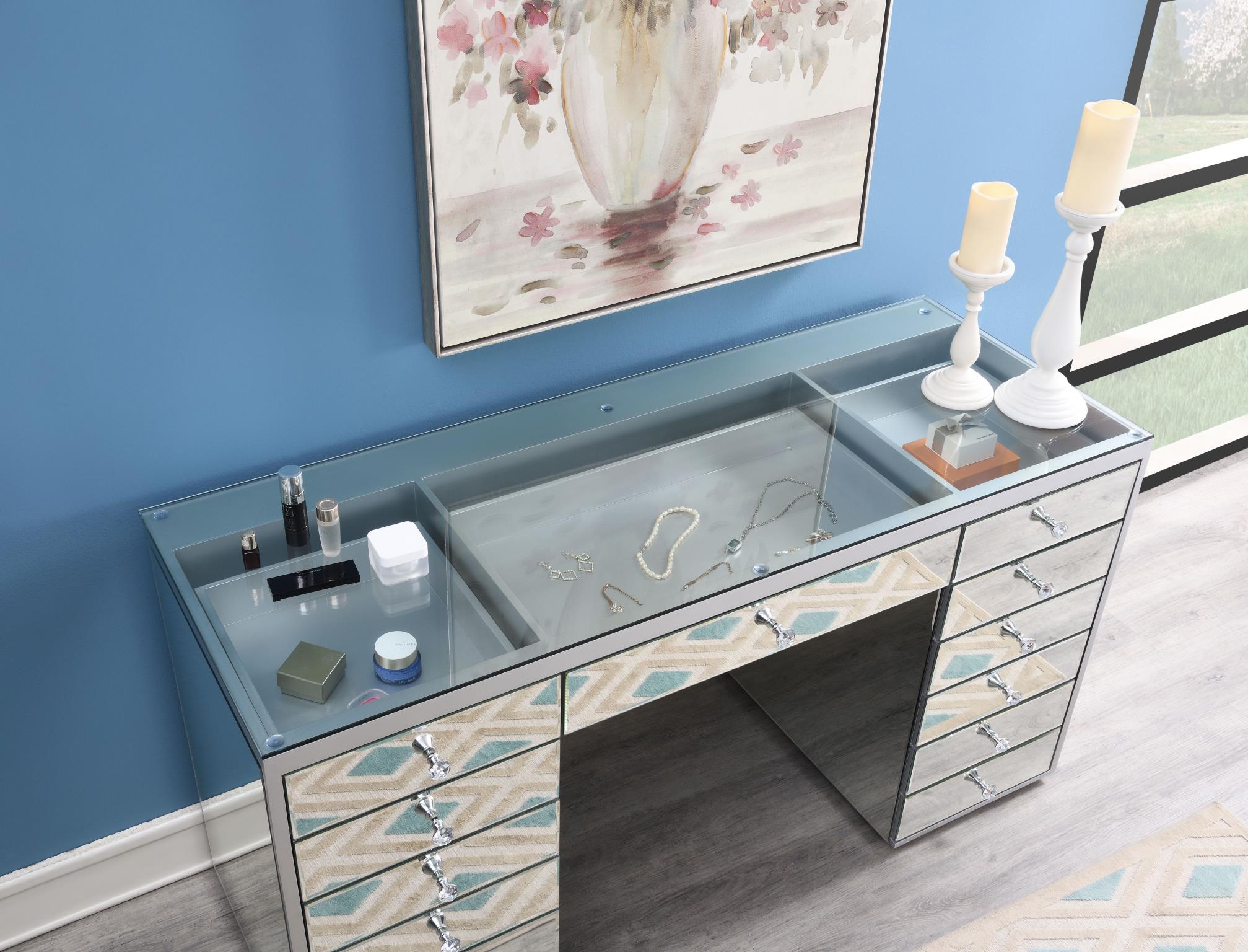GLAMOUR VANITY SET (DRESSER + MIRROR BLUETOOTH SPEAKER WITH LIGHTS) view 3