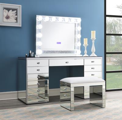 GLAMOUR VANITY SET (DRESSER + MIRROR BLUETOOTH SPEAKER WITH LIGHTS)