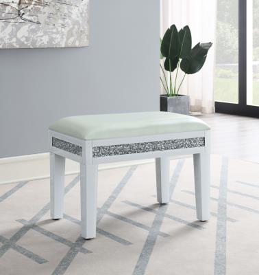 WHITE WOOD VANITY STOOL