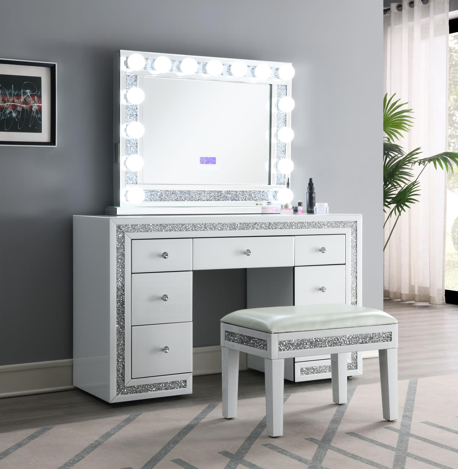 GLAMOUR VANITY SET (DRESSER + MIRROR BLUETOOTH SPEAKER WITH LIGHTS) view 2