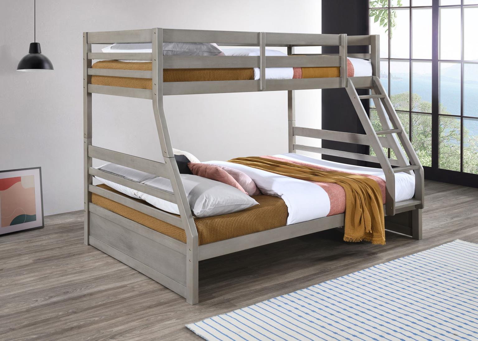 LIGHT GRAY TWIN/FULL BUNK BED view 3