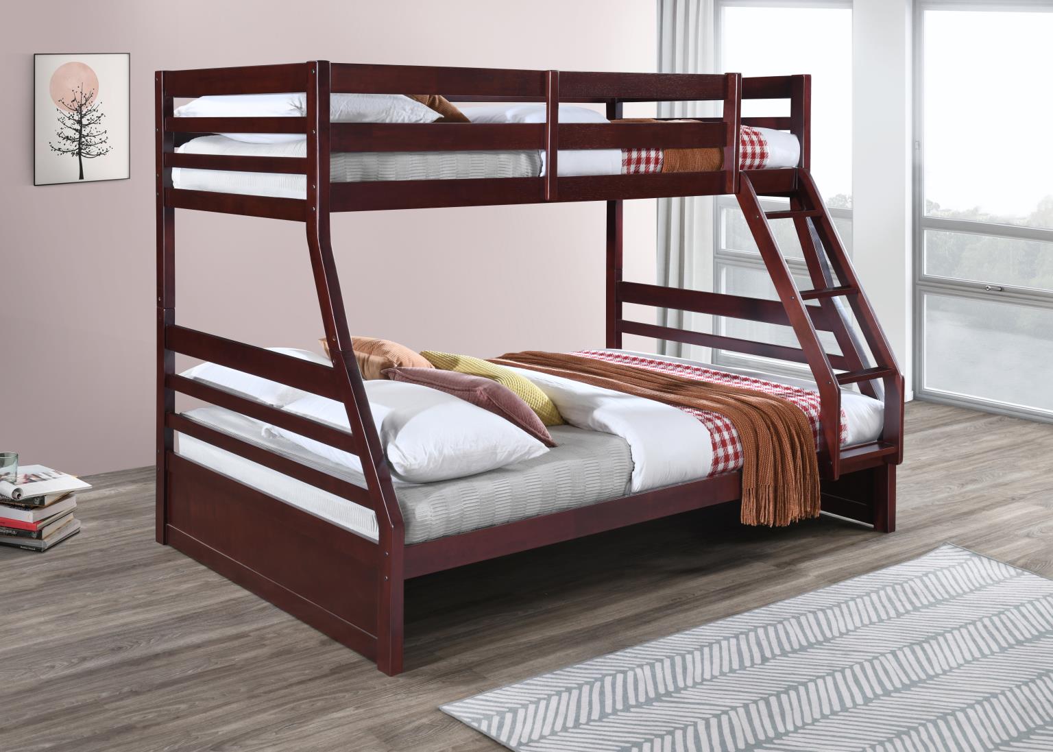 DARK BROWN TWIN/FULL BUNK BED view 3