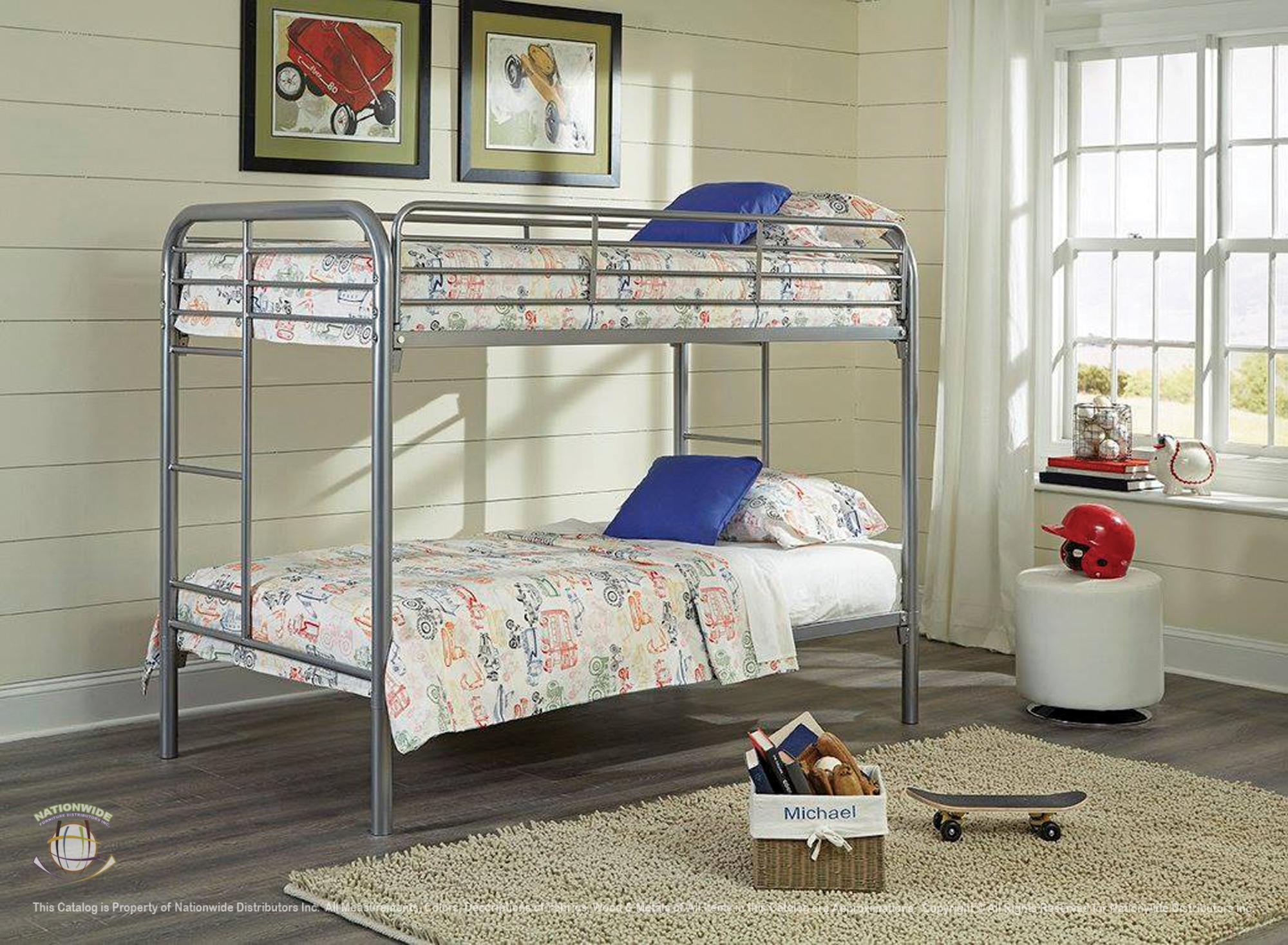 Twin / Twin Grey Metal Bunkbed