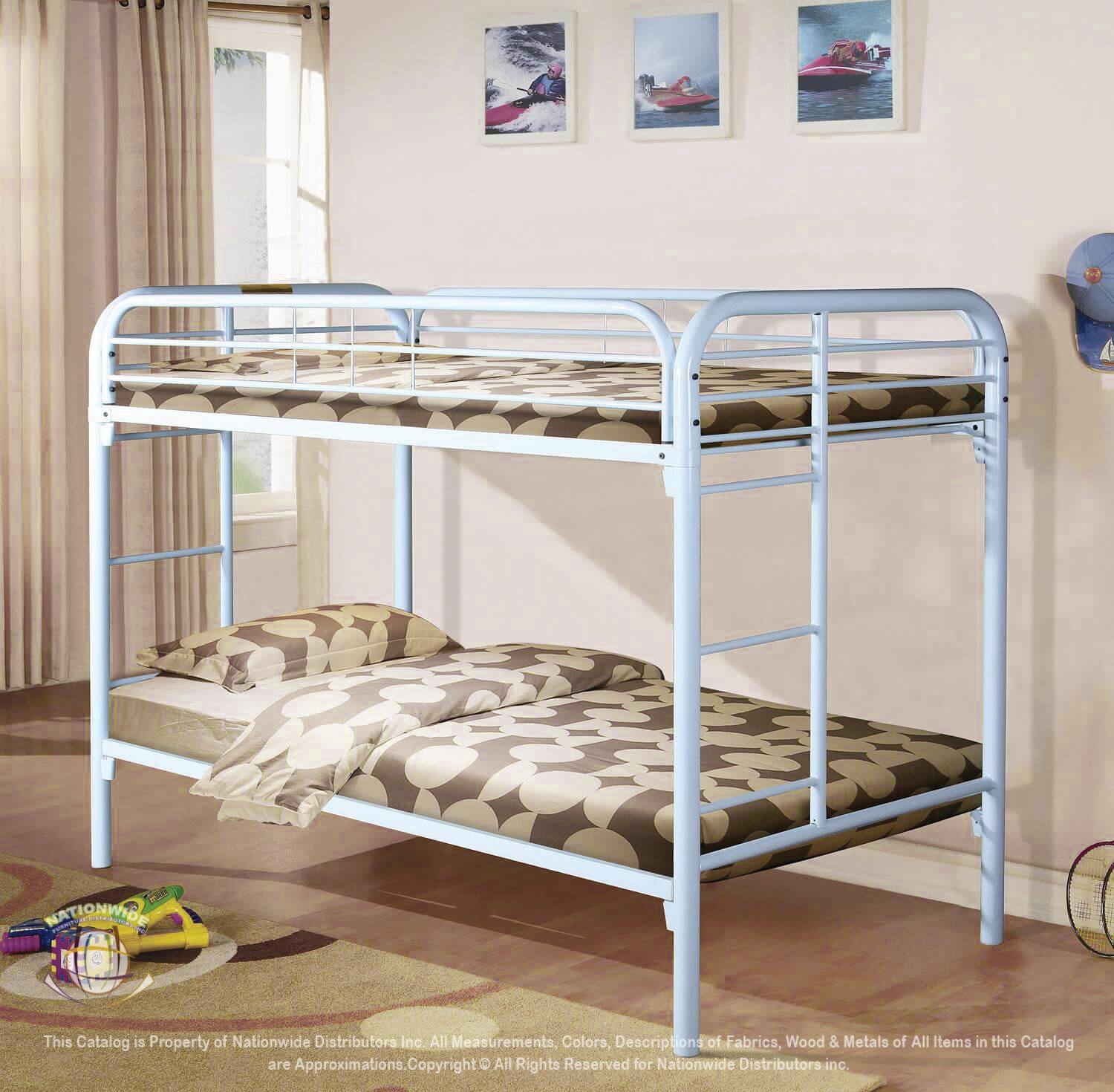 Twin / Twin White Metal Bunkbed
