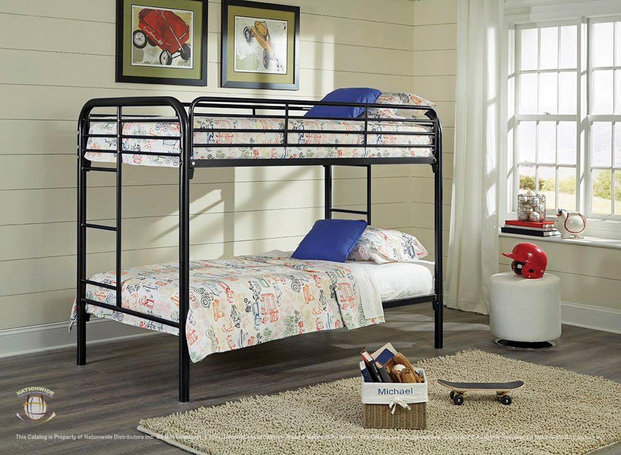 Twin / Twin Black Metal Bunkbed