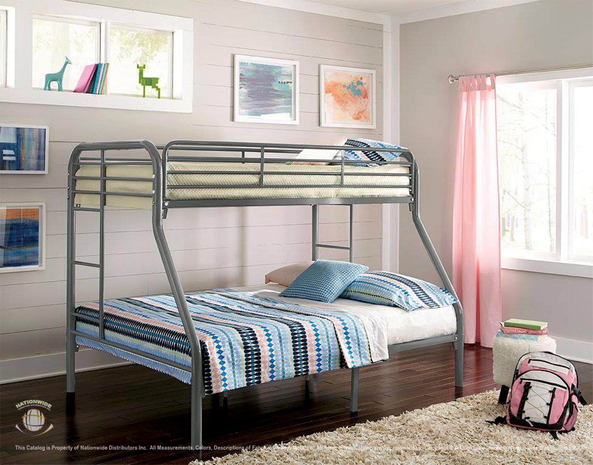 Twin / Full Grey Metal Bunkbed