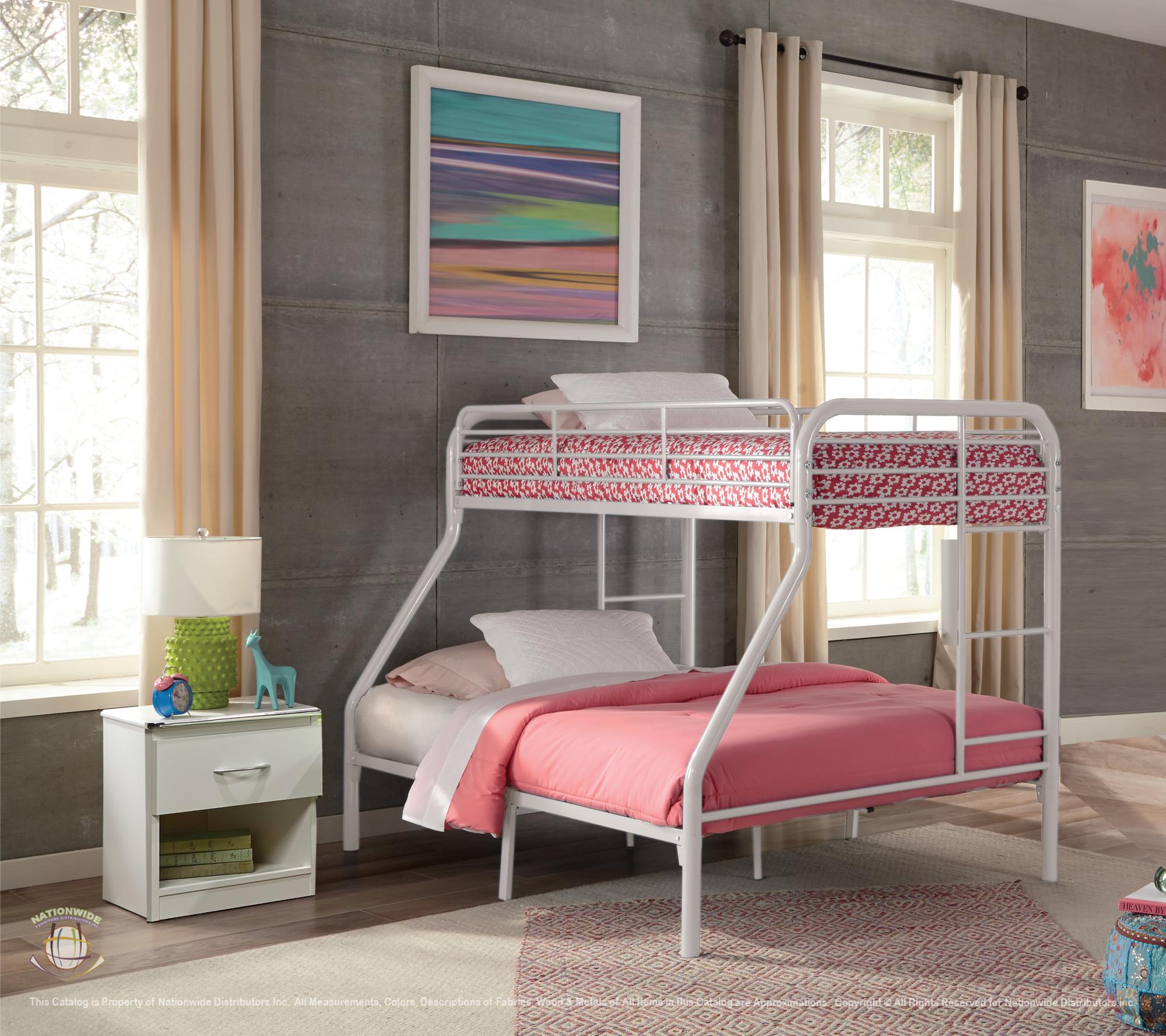 Twin / Full White Metal Bunkbed