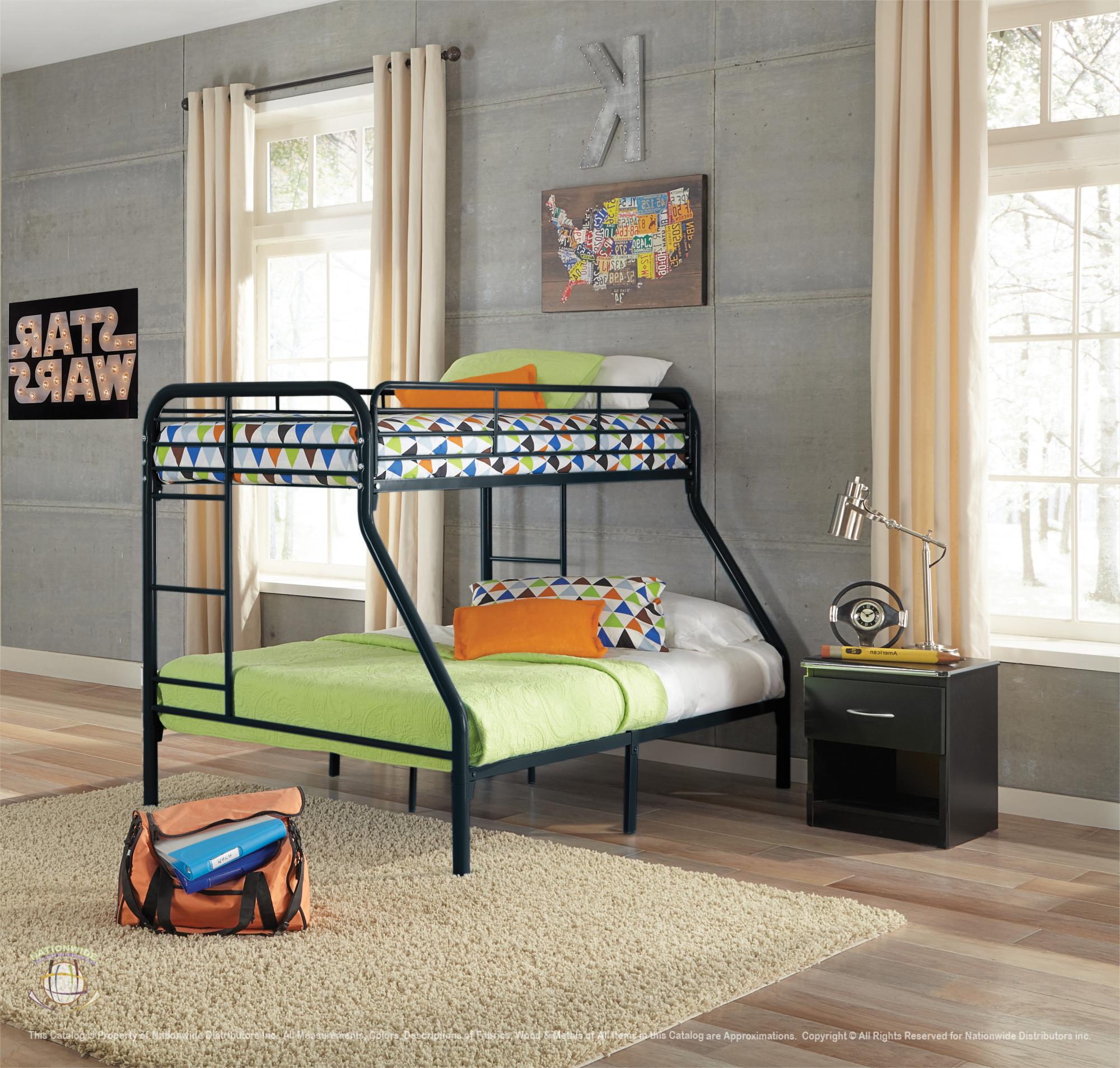 Twin / Full Black Metal Bunkbed