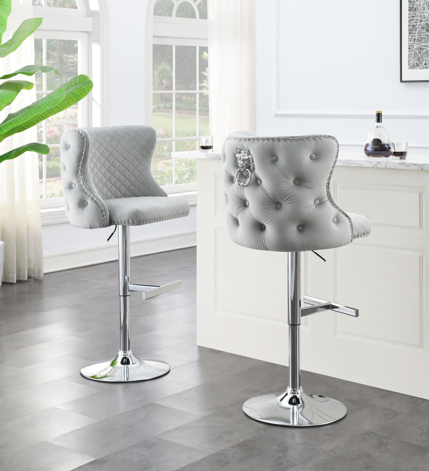 GRAY VELVET BAR STOOL (PRICE PER CHAIR MOQ IS 1) view 2