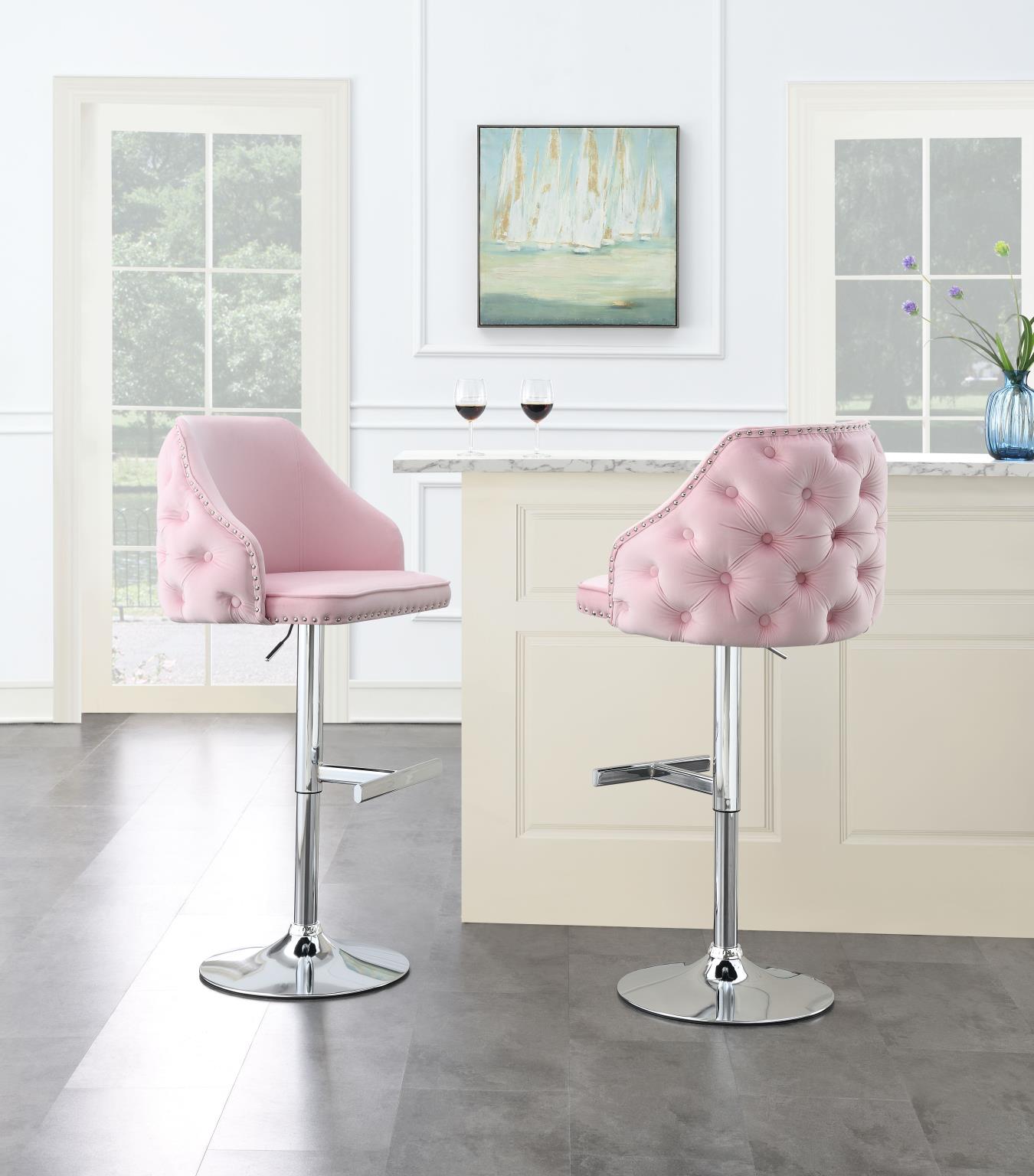 PINK VELVET BAR STOOL (PRICE PER CHAIR MOQ IS 2) view 2