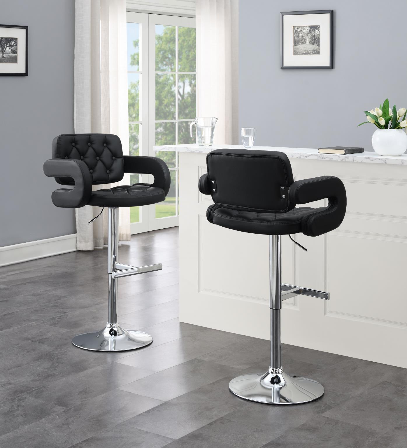 BLACK LEATHER PU BAR STOOL (PRICE PER CHAIR MOQ IS 2) view 2