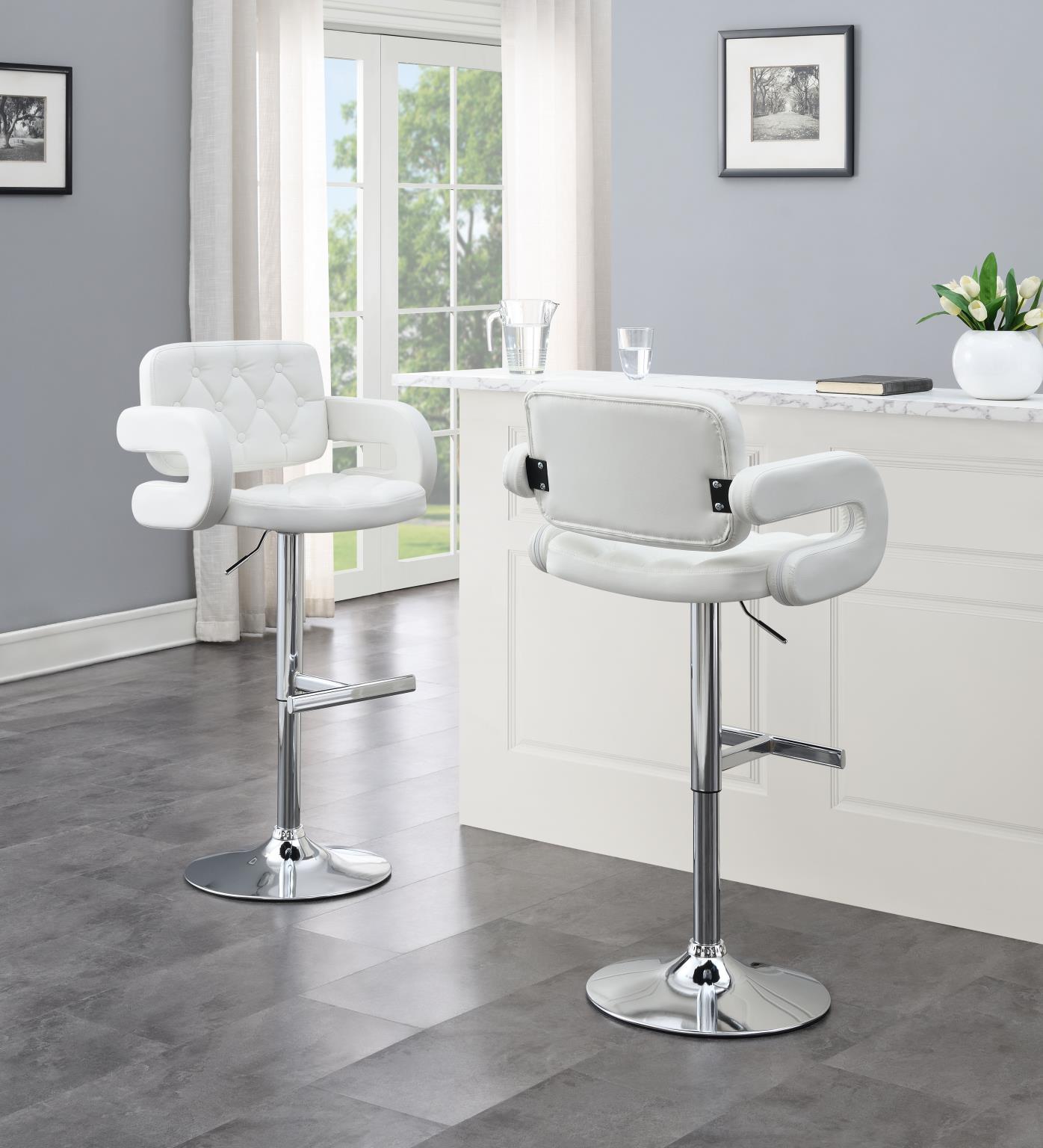WHITE LEATHER PU BAR STOOL (PRICE PER CHAIR MOQ IS 2) view 2