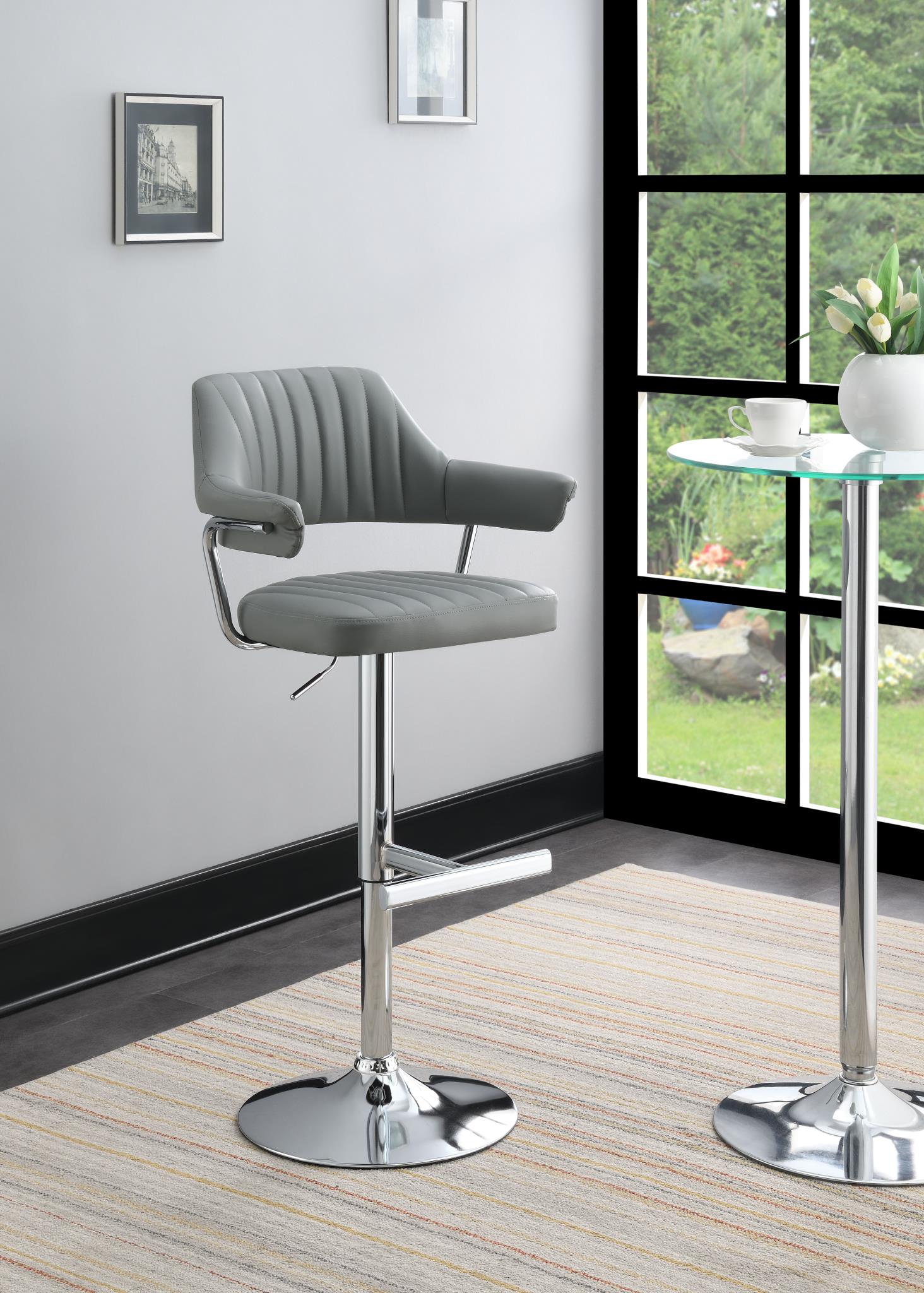 GRAY LEATHER PU BAR STOOL (PRICE PER CHAIR MOQ IS 2) view 2
