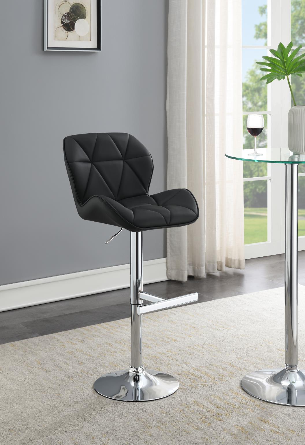 BLACK LEATHER PU BAR STOOL (PRICE PER CHAIR MOQ IS 2) view 2