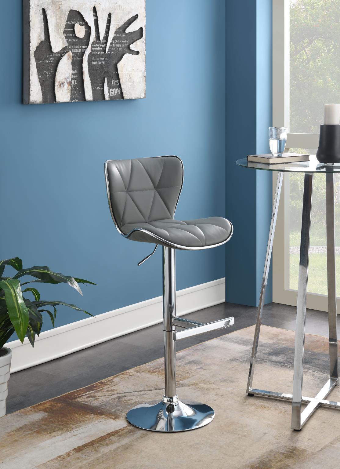 GRAY LEATHER PU BAR STOOL (PRICE PER CHAIR MOQ IS 2) view 2