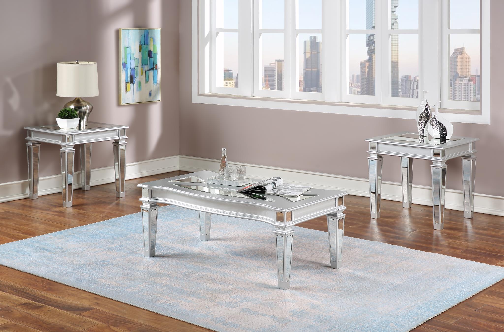SILVER/MIRROR END TABLE view 2
