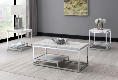 CHROME COFFEE TABLE & 2 END TABLE