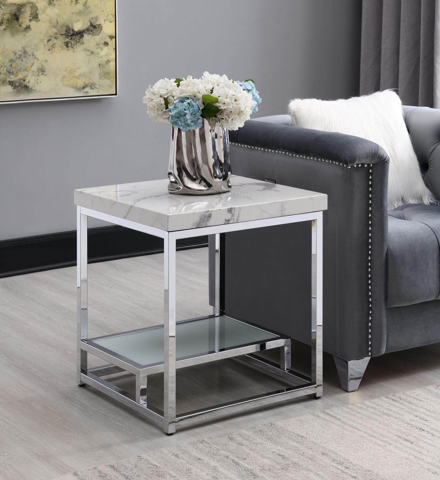 CHROME COFFEE TABLE & 2 END TABLE view 4