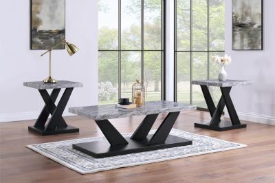 GRAY MARBLE TOP 3 PK TABLE SET (3/CN)