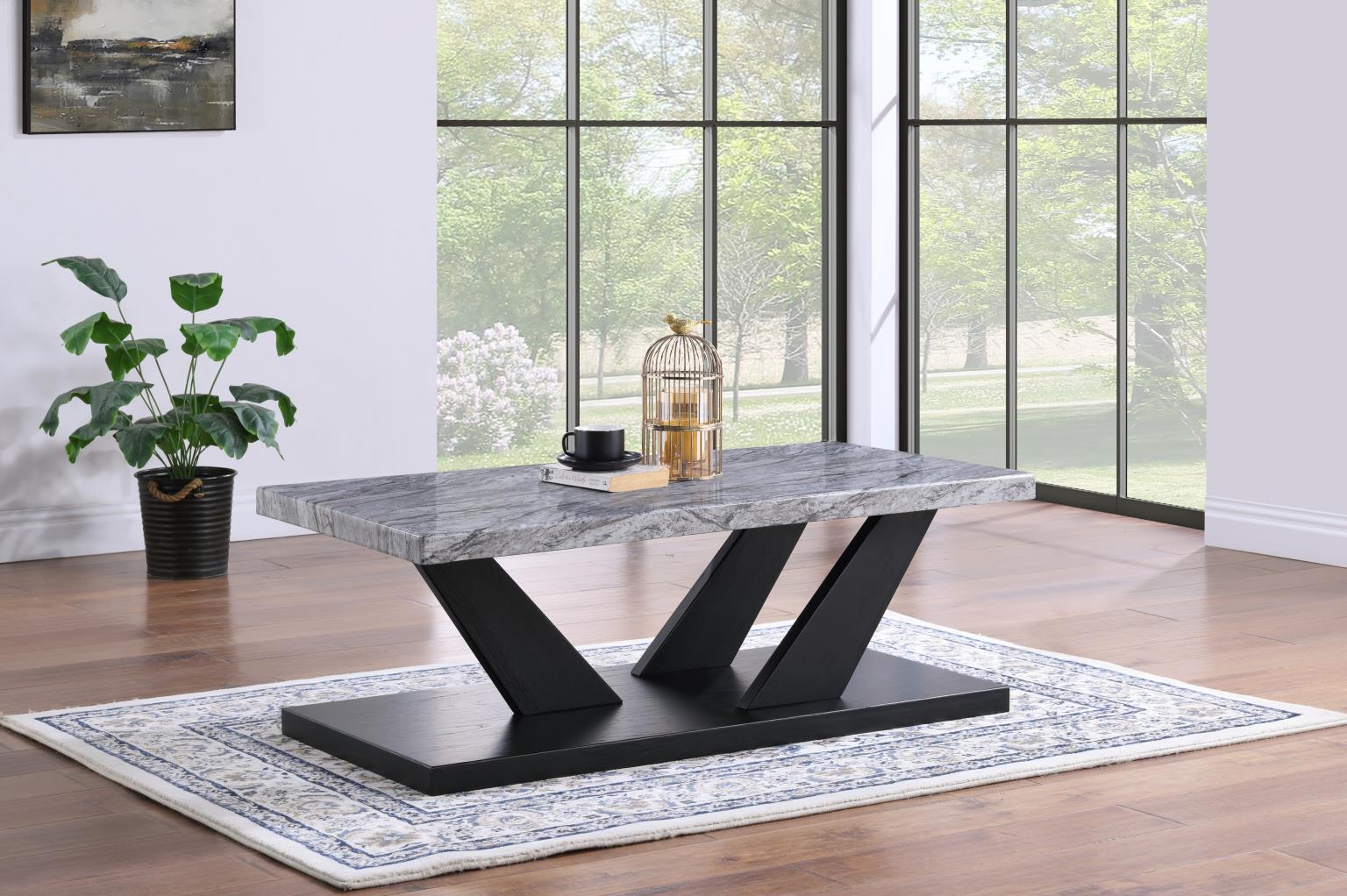 GRAY MARBLE TOP 3 PK TABLE SET (3/CN) view 3