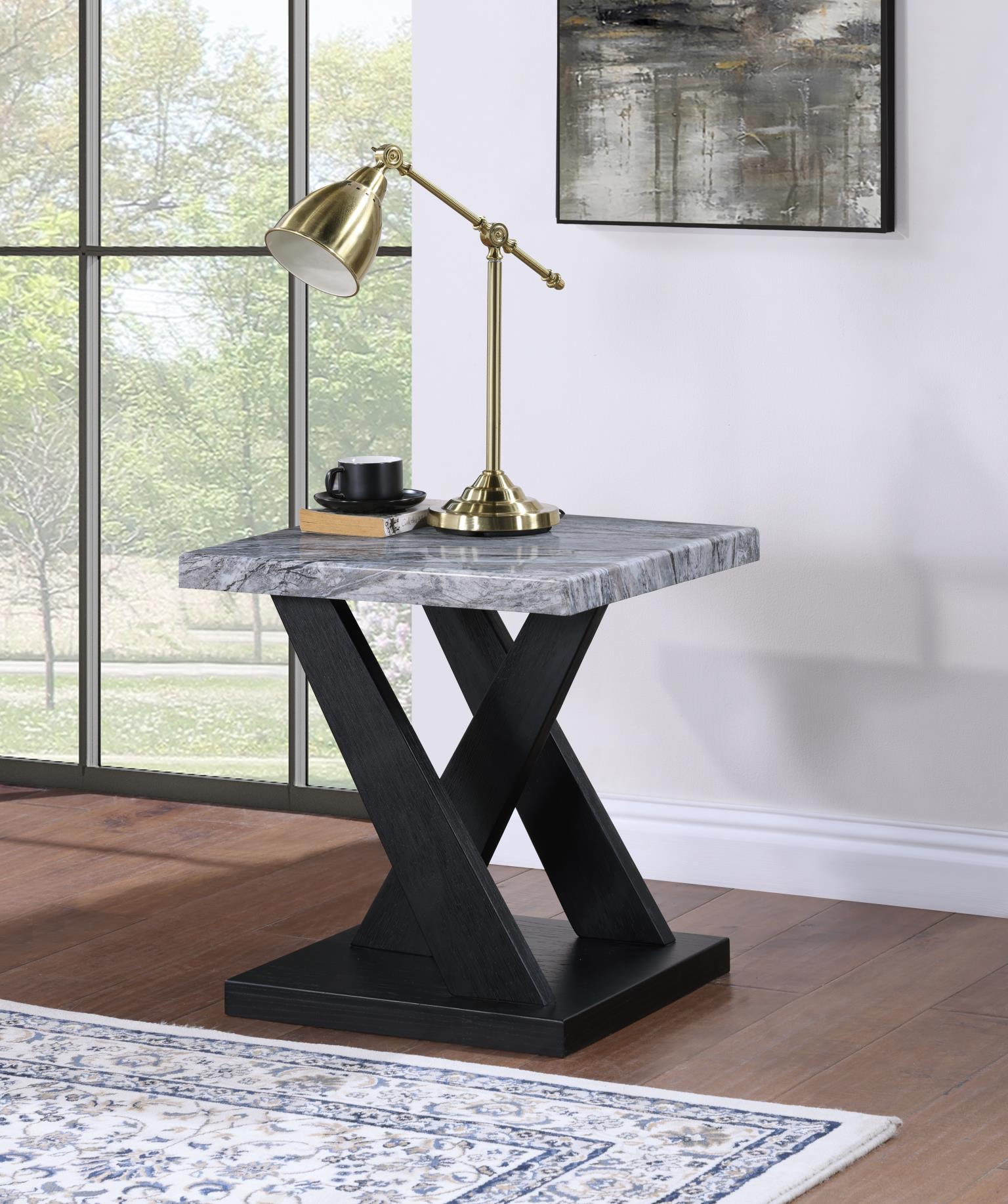 GRAY MARBLE TOP 3 PK TABLE SET (3/CN) view 4