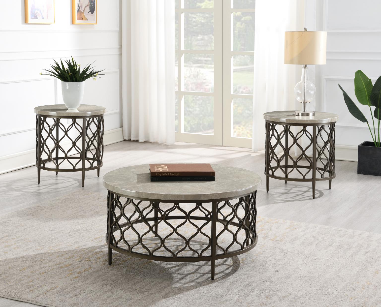 BROWN COFFEE TABLE & 2 END TABLE view 2