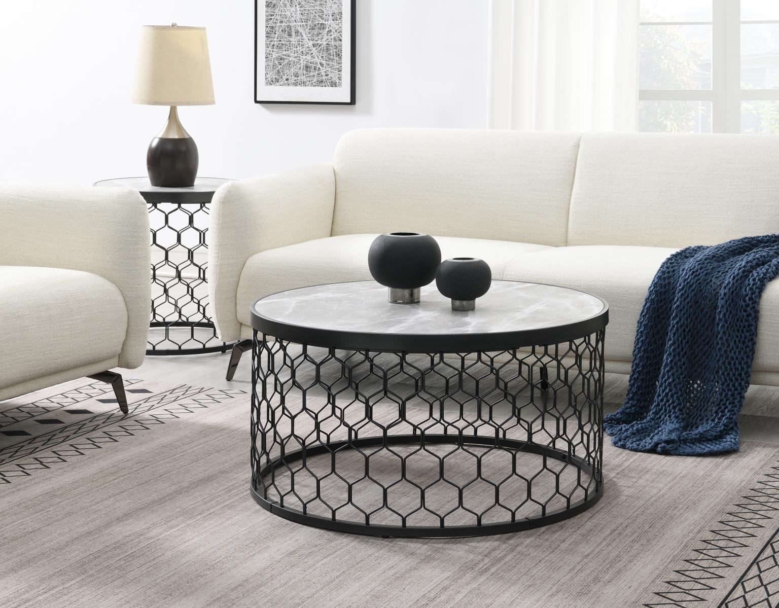 BLACK/SILVER SPARKLE COFFEE TABLE & 2 END TABLE view 3