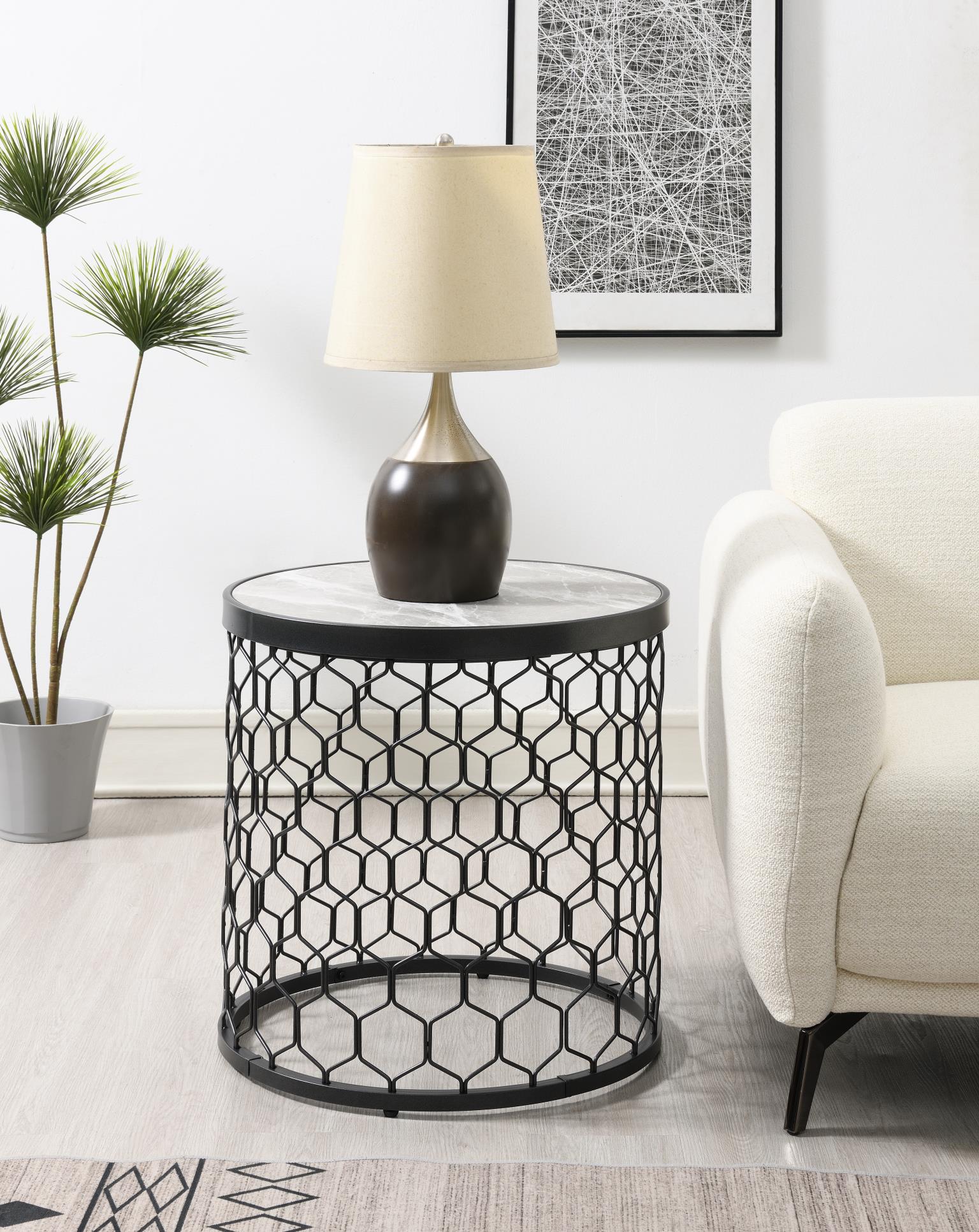 BLACK/SILVER SPARKLE COFFEE TABLE & 2 END TABLE view 4