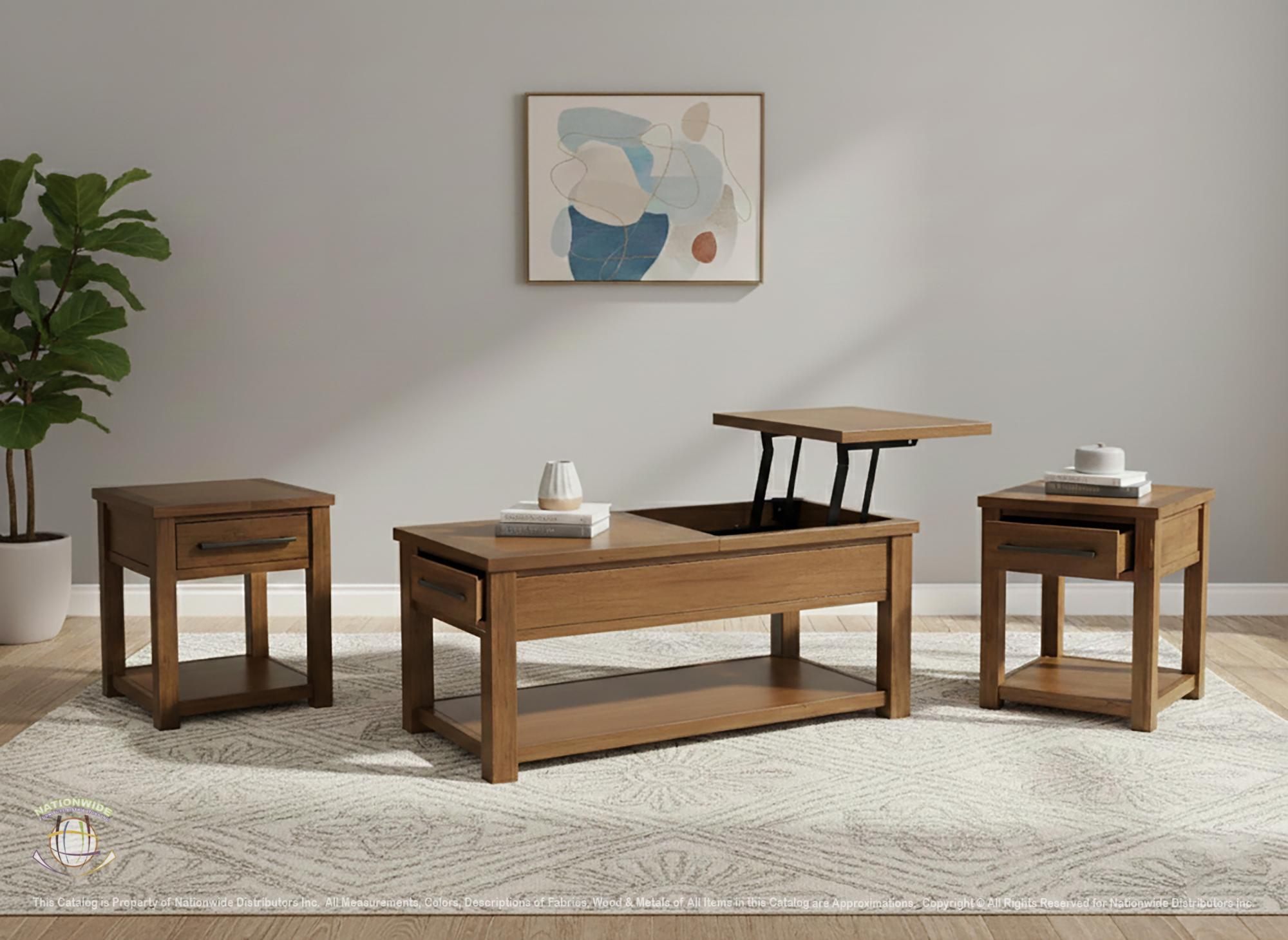 Lift Top Coffetable w/ Drawer and 2 x End Table