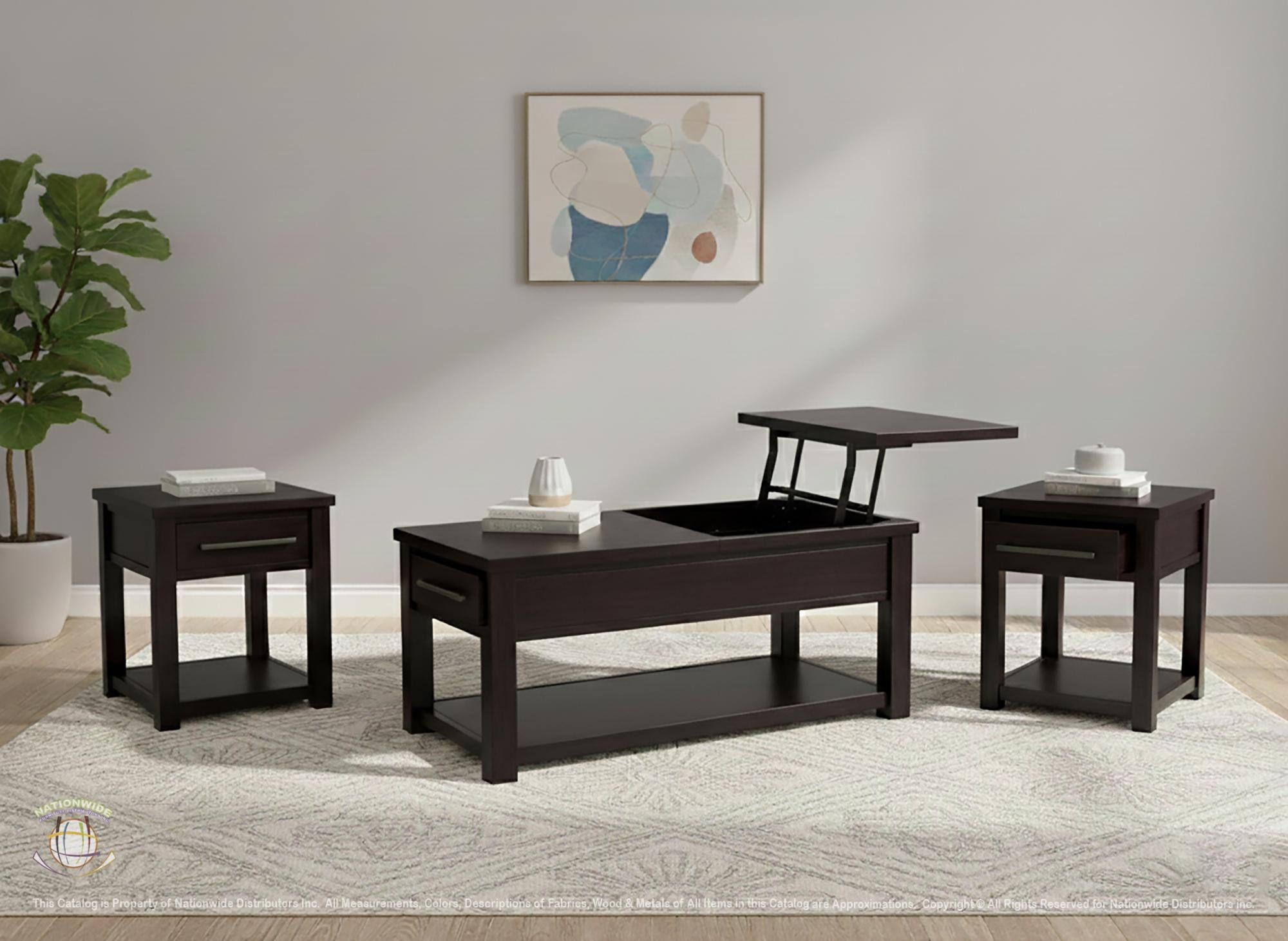 Lift Top Coffetable w/ Drawer and 2 x End Table