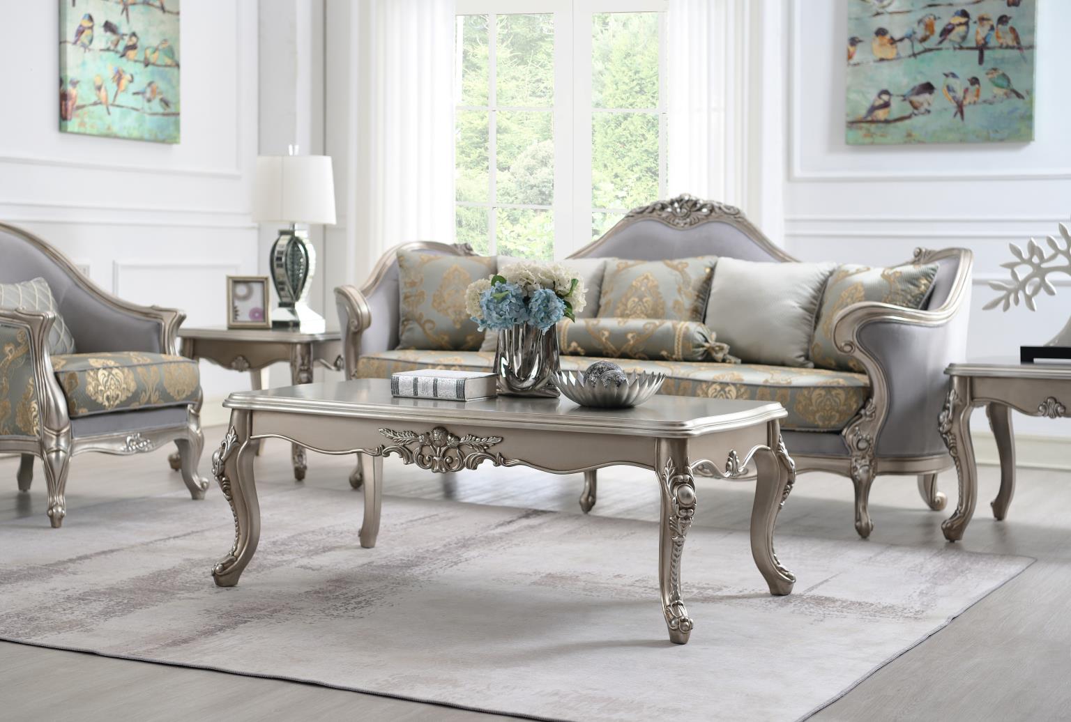 TRADITIONAL CHAMPAGNE SILVER END TABLE view 4