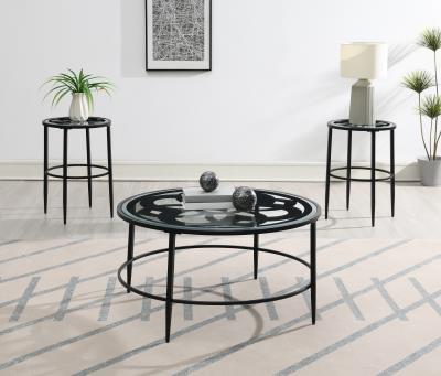 BLACK COFFEE TABLE & 2 END TABLE