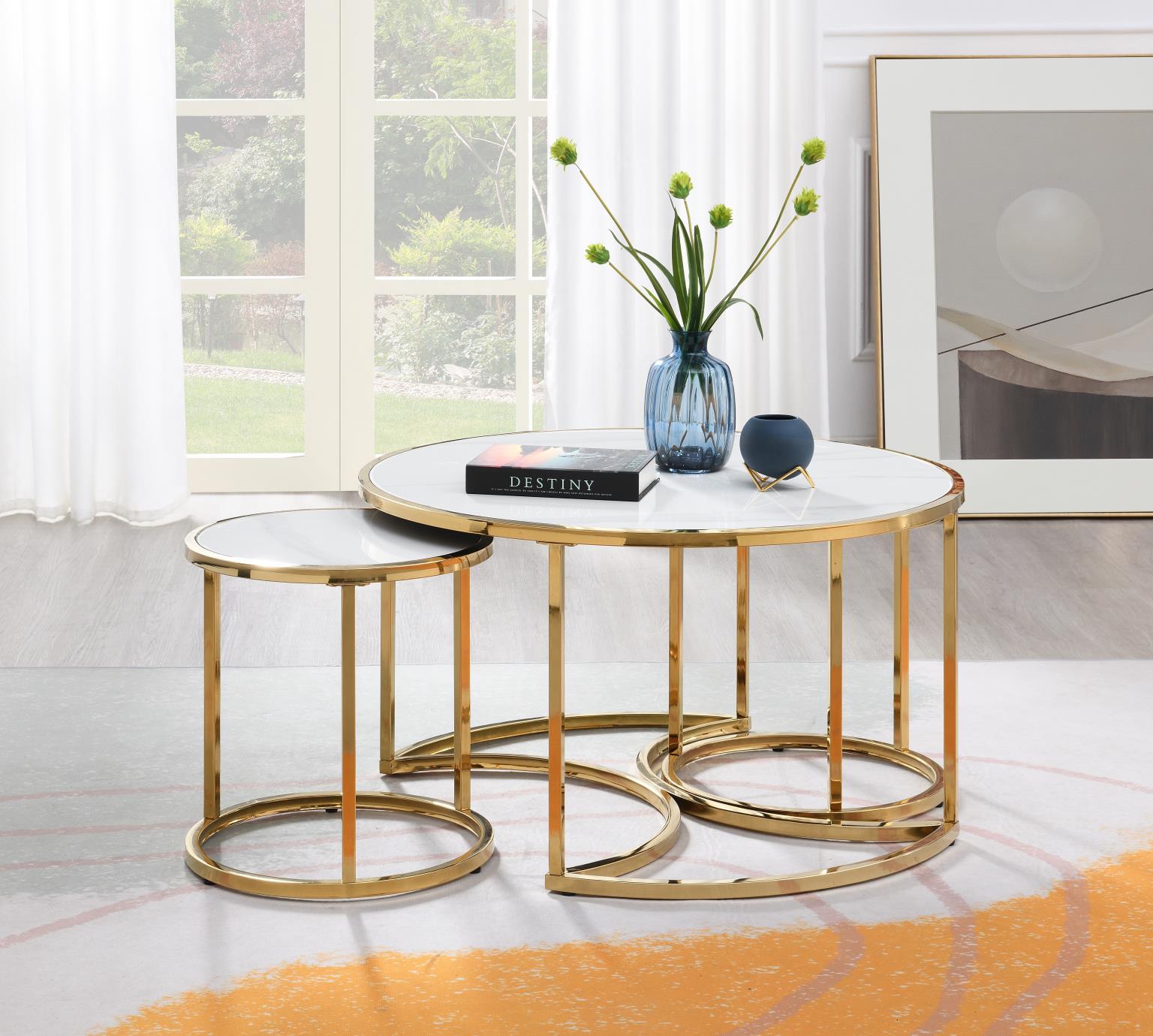 GOLD COFFEE TABLE & 2 END TABLE view 2