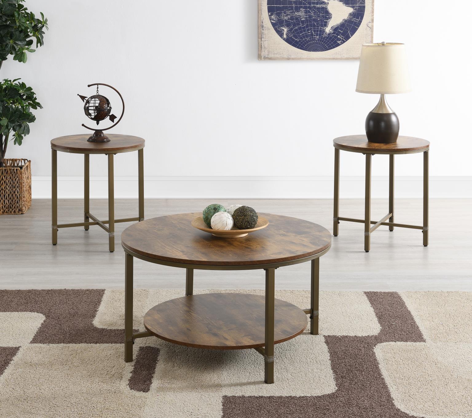 ROUND COFFEE TABLE & 2 END TABLE view 2