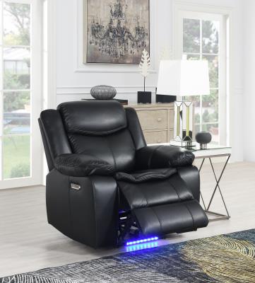 BLACK POWER RECLINING CHAIR W/LED LIGHT