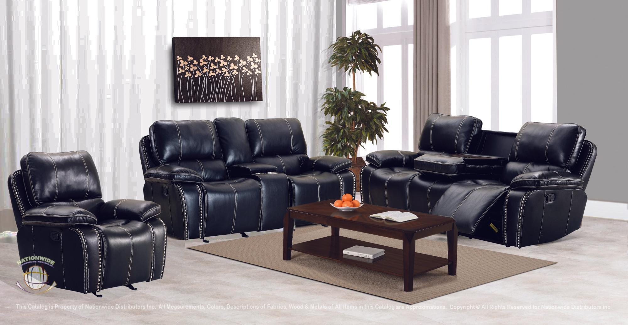 Motion Reclining Sofa w/ Drop Down Table and Motion Reclining Console Loveseat view 2
