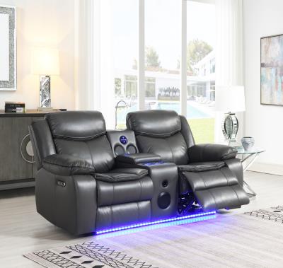 GRAY POWER RECLINING LOVESEAT W/LED LIGHT & SPEAKER
