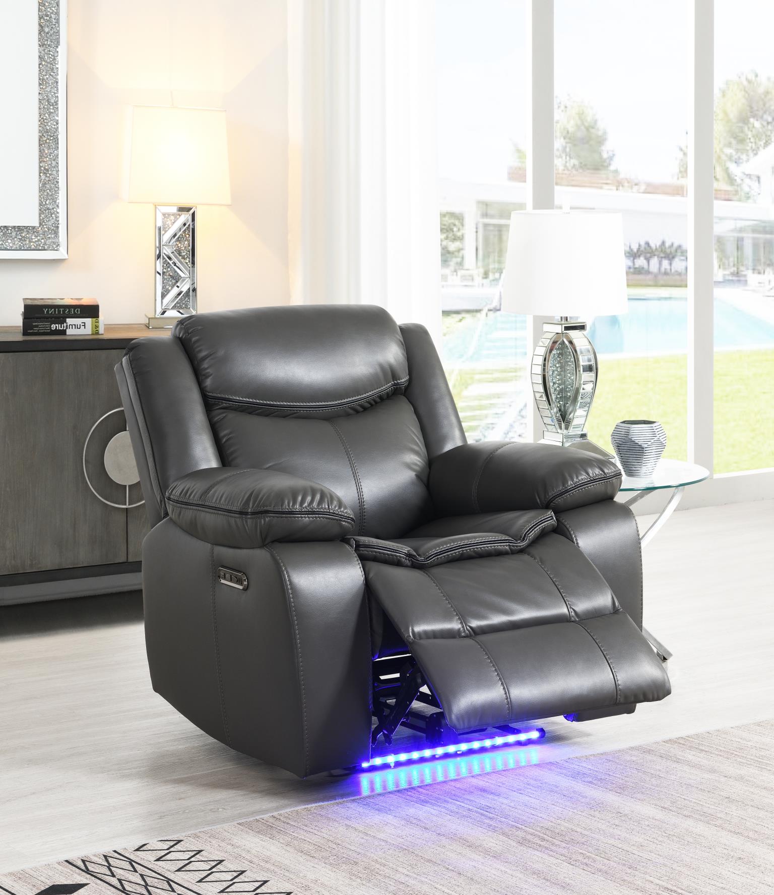 GRAY POWER RECLINING LOVESEAT W/LED LIGHT & SPEAKER view 7